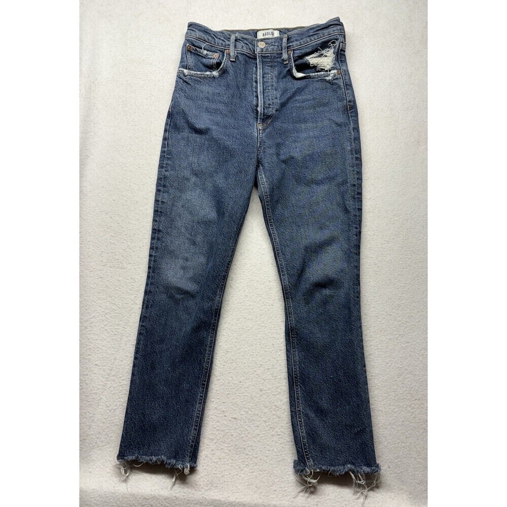 Agolde Jeans Womens 27 Denim Riley Ankle Straight Organic High Rise Button Fly